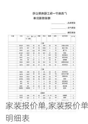 家装报价单,家装报价单明细表