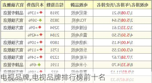 电视品牌,电视品牌排行榜前十名