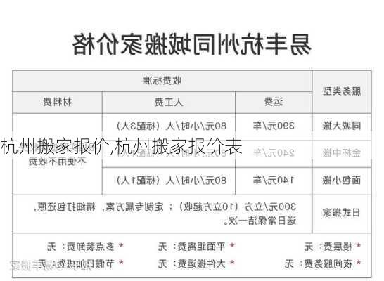 杭州搬家报价,杭州搬家报价表