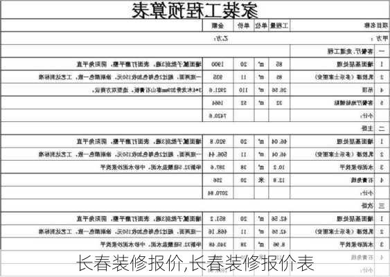 长春装修报价,长春装修报价表