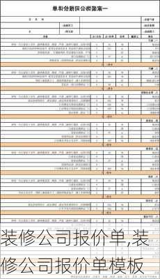 装修公司报价单,装修公司报价单模板