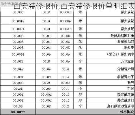 西安装修报价,西安装修报价单明细表