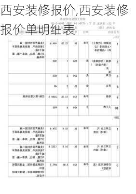 西安装修报价,西安装修报价单明细表