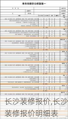 长沙装修报价,长沙装修报价明细表